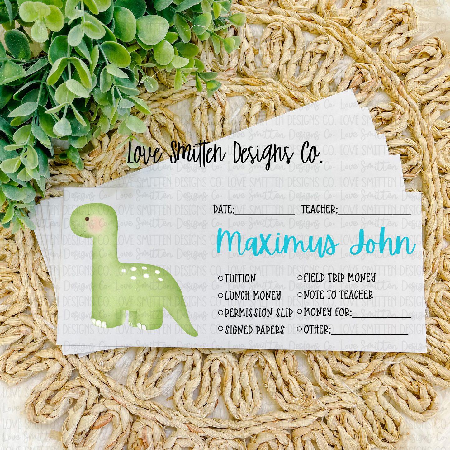 Boy Dinosaur Personalized School Envelope