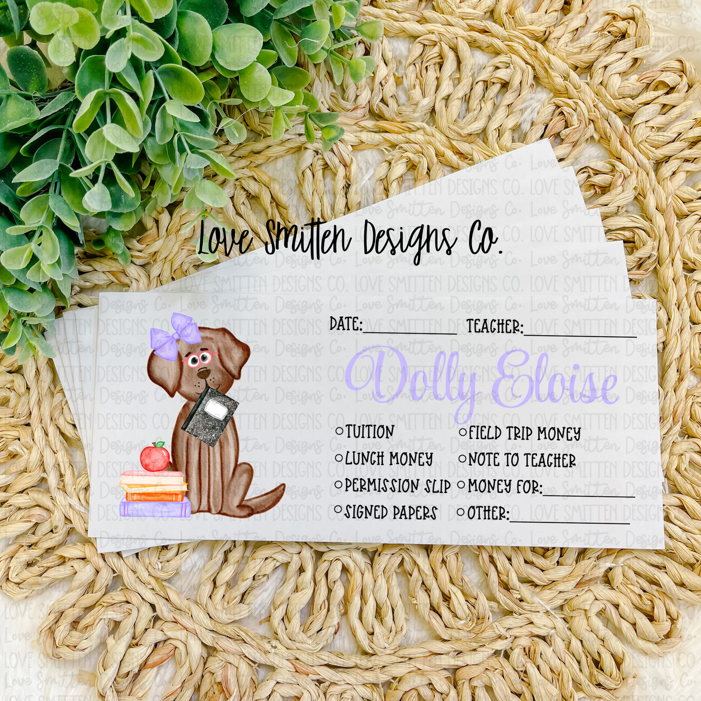 Girl Dog Personalized School Envelope