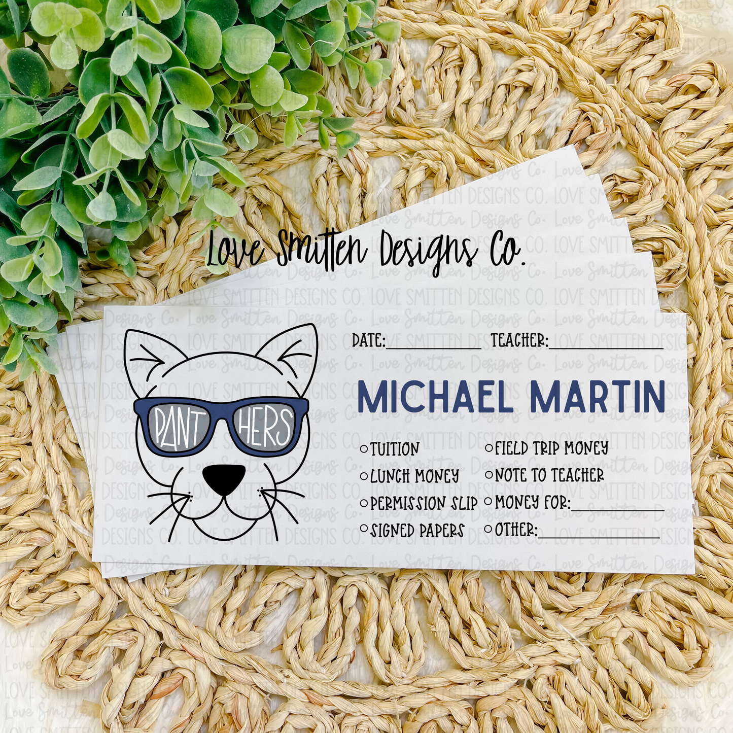 Panther Personalized School Envelope
