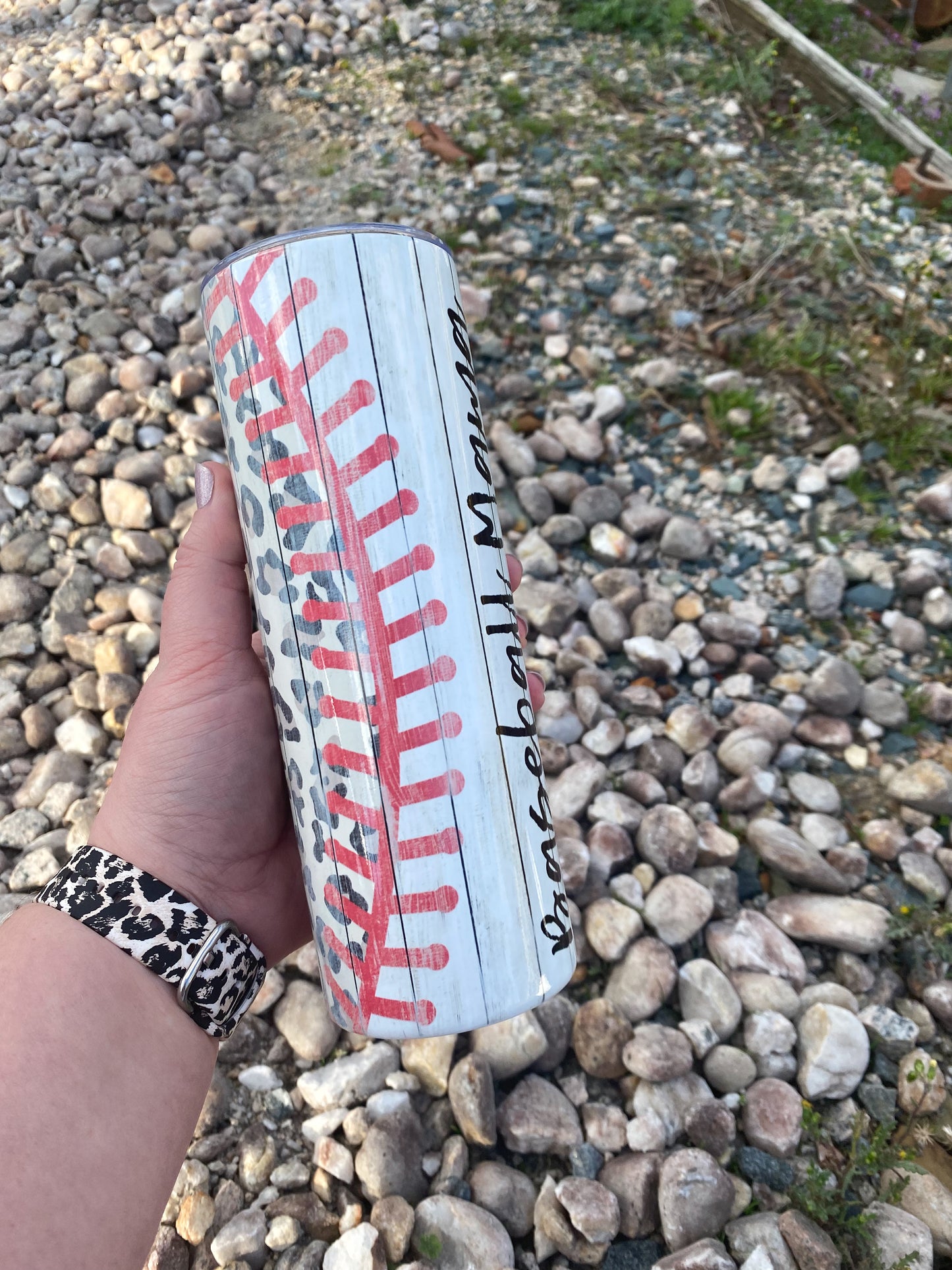 20oz Personalized Leopard Baseball Tumbler