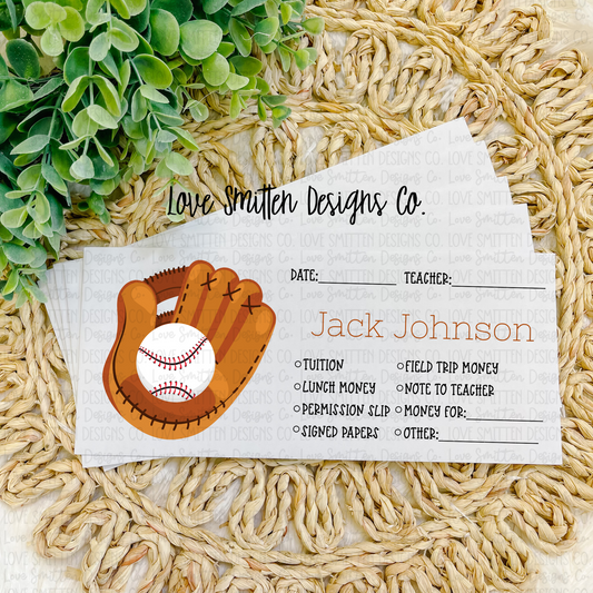 Baseball Personalized School Envelope