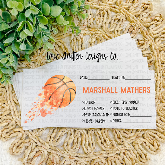 Basketball Personalized School Envelope