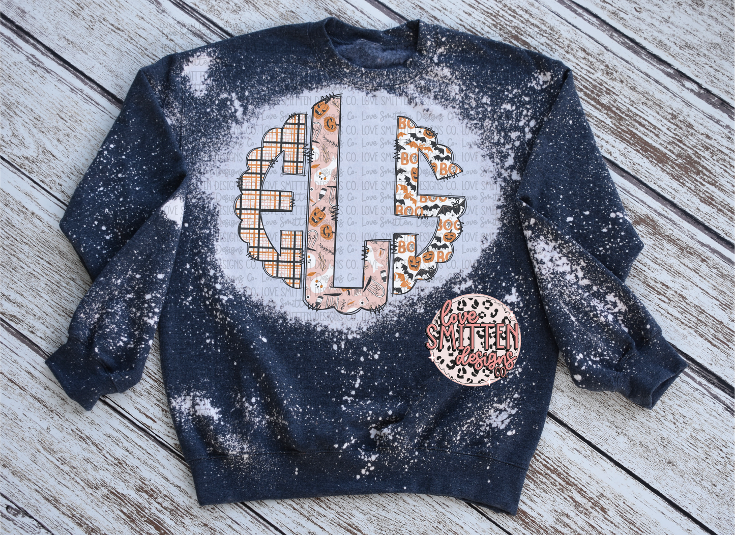 Halloween Monogram Tee or Sweatshirt - Bleached or Not!