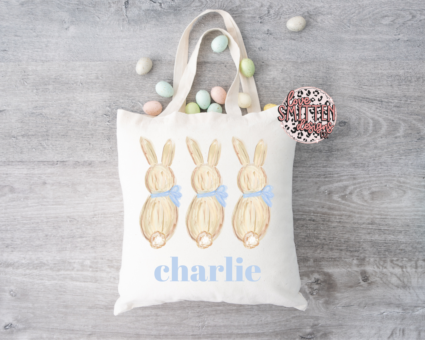 Boy Bunny Name Tote Bag