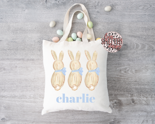 Boy Bunny Name Tote Bag