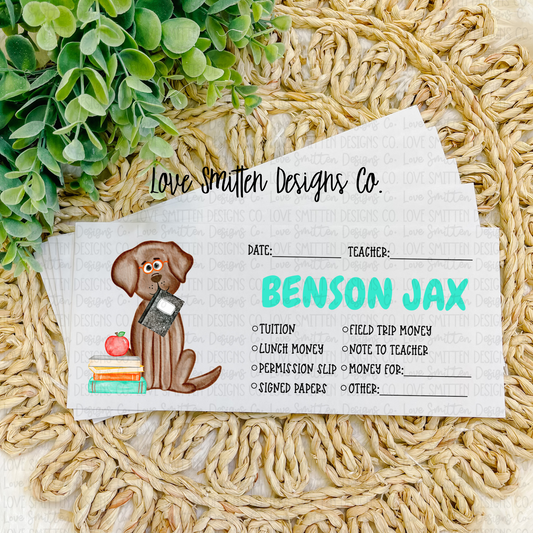 Boy Dog Personalized School Envelope