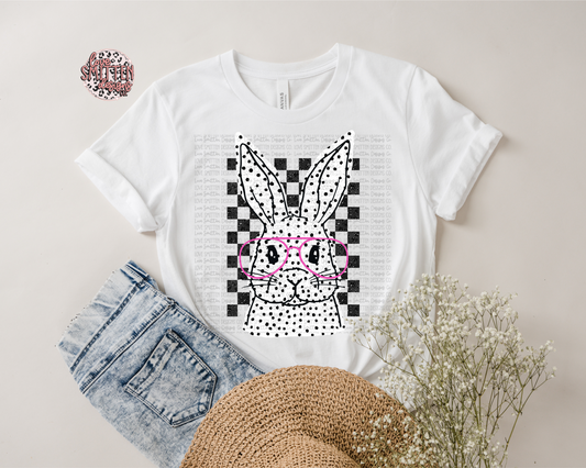 Pink Glasses Bunny Tee