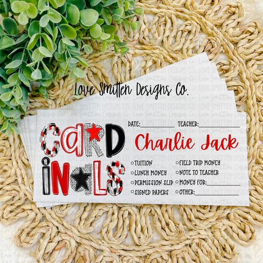 Cardinal Personalized School Envelope