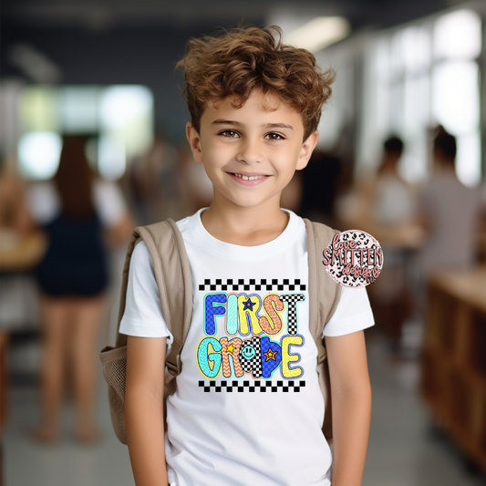 Boys Checker & Star Grade Tee