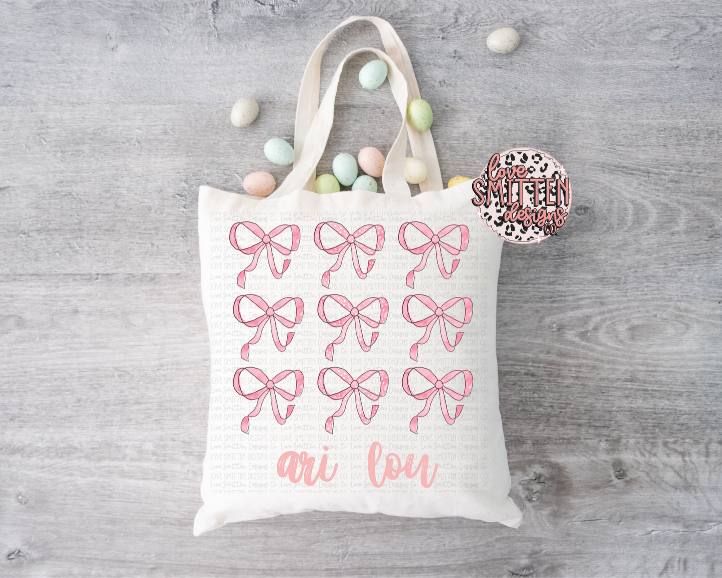 Girl Bow Name Tote Bag