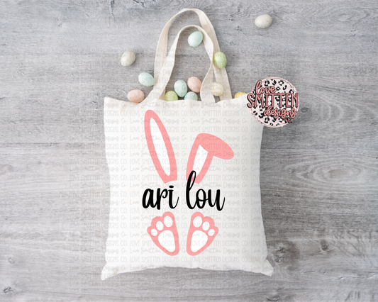 Girls Pink Bunny Tote Bag