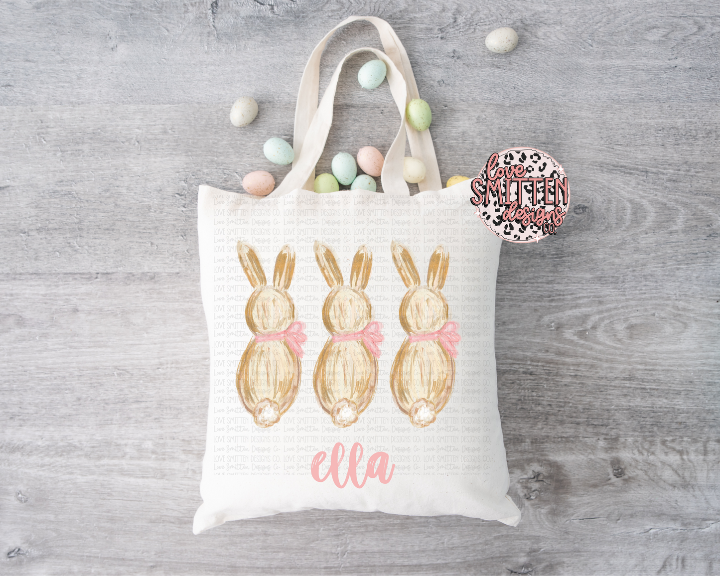 Girl Bunny Name Tote Bag