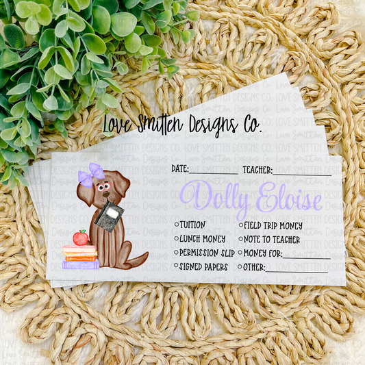Girl Dog Personalized School Envelope