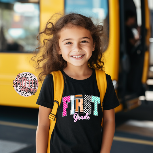 Girls Checker & Star Tee