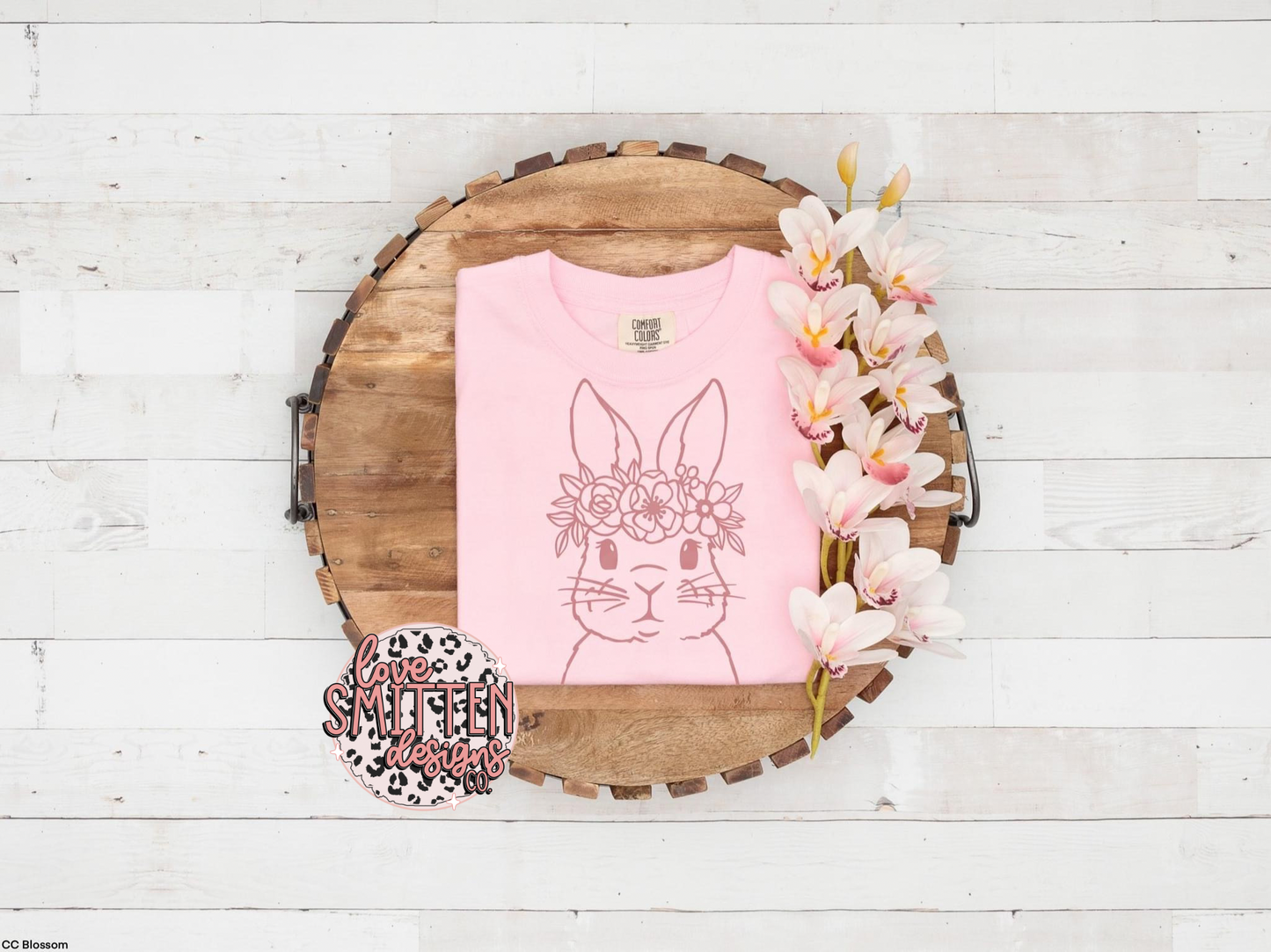 Pink Floral Bunny Tee or Sweatshirt