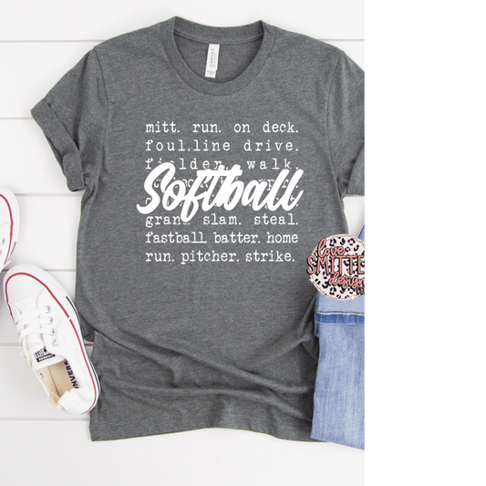 Softball Words Tee or Sweatshirt