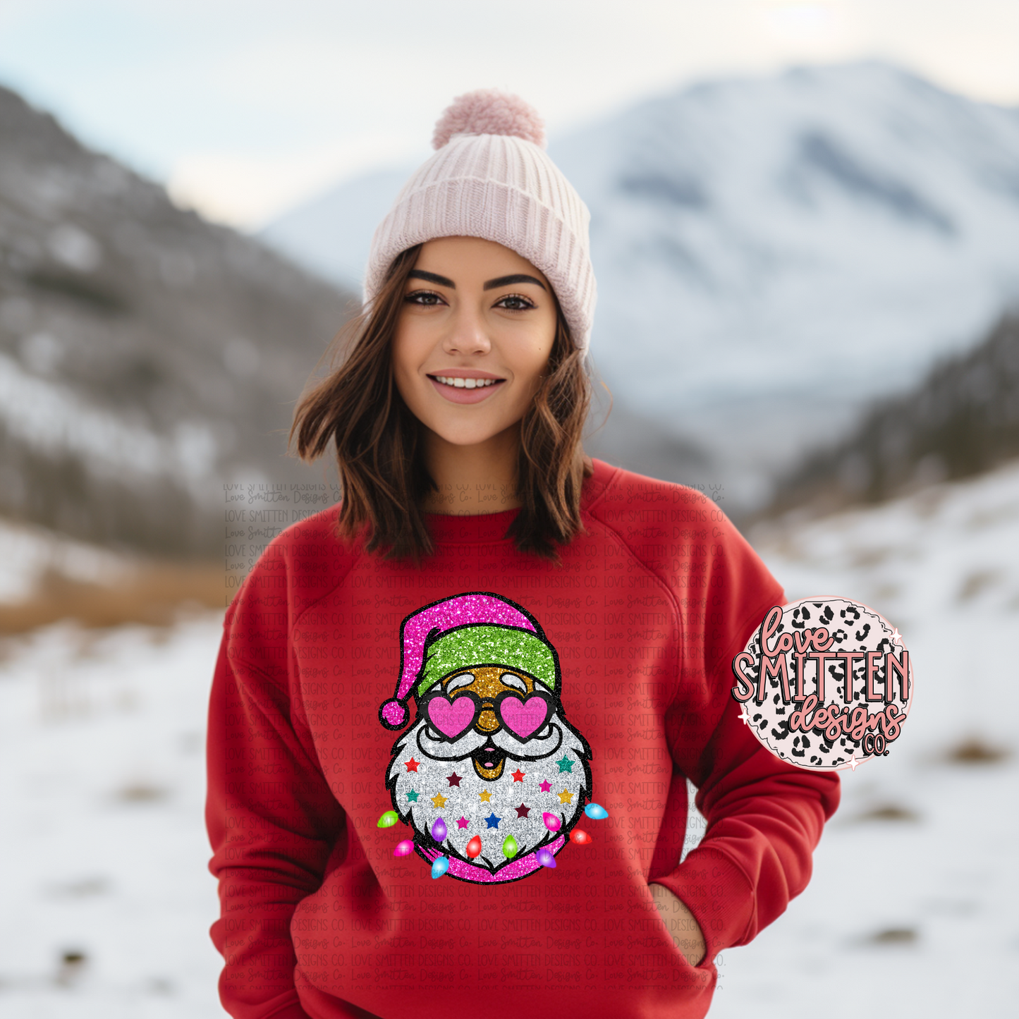 Pink Santa Tee or Sweatshirt