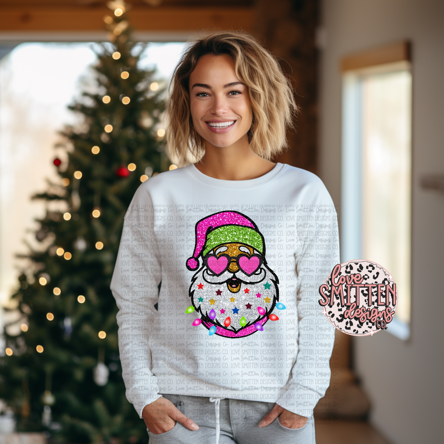 Pink Santa Tee or Sweatshirt