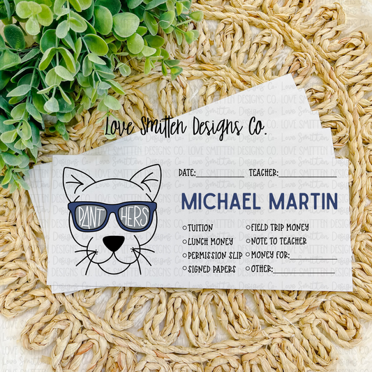 Panther Personalized School Envelope