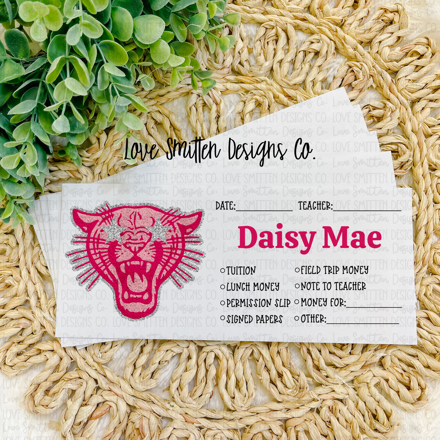Pink Panther Personalized School Envelope