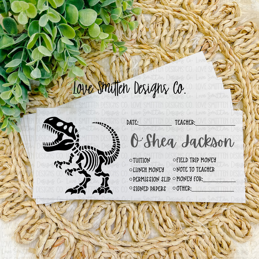 Skellie Dinosaur Personalized School Envelope
