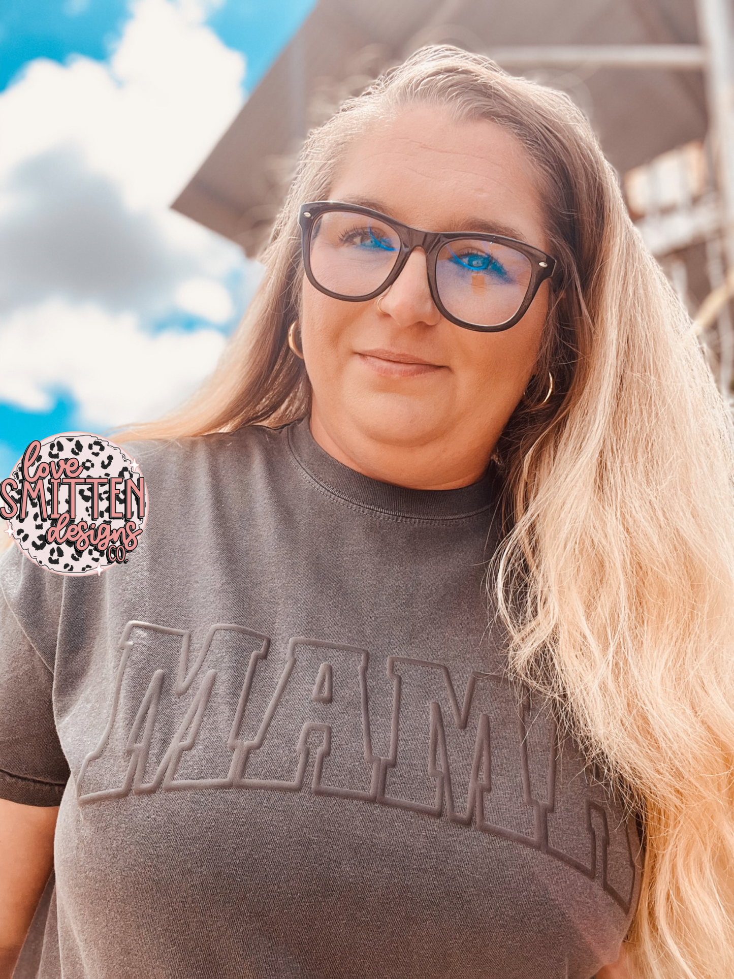 Black Puff Print Mama Tee