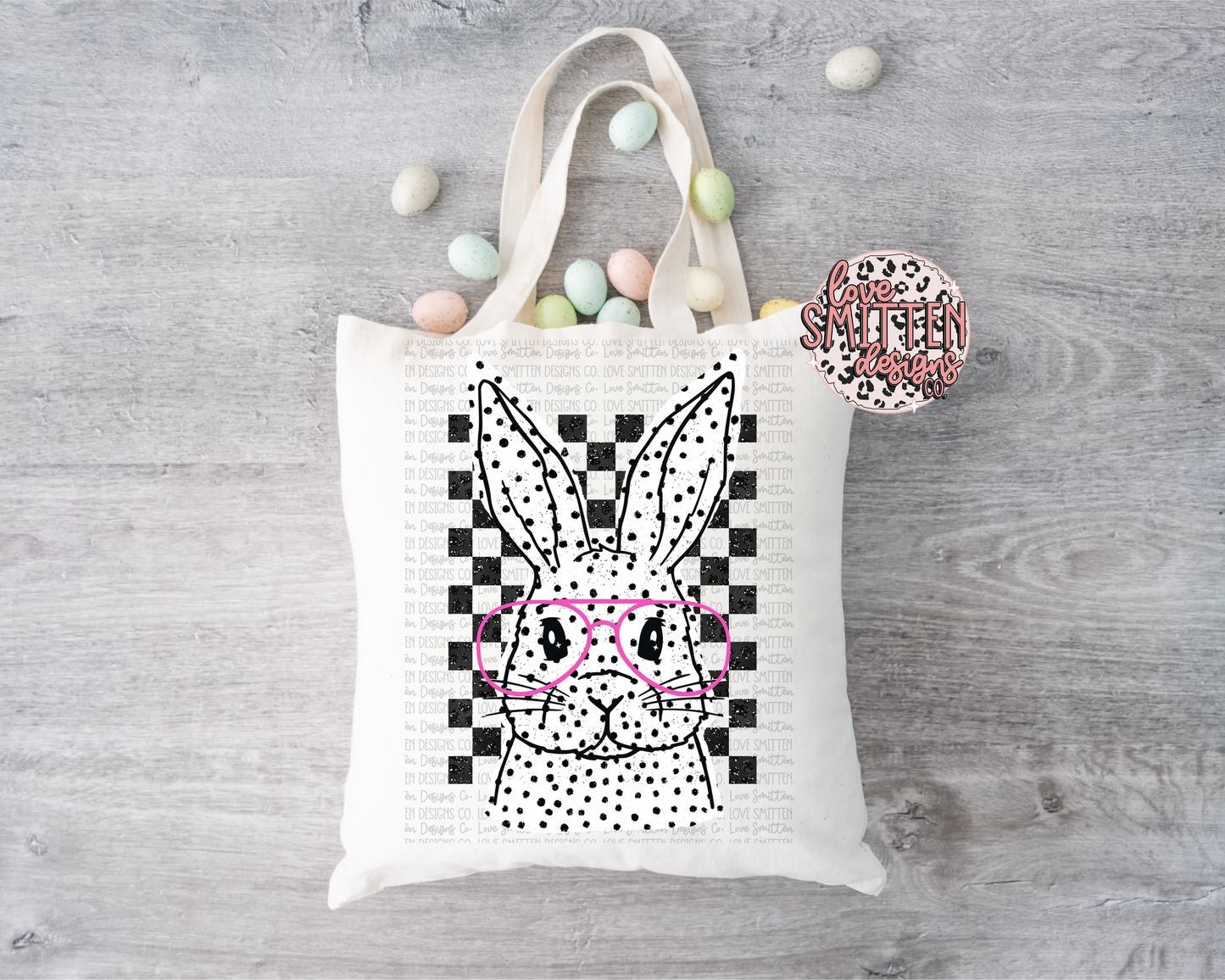 Pink Glasses Bunny Tote Bag