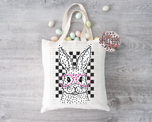 Pink Glasses Bunny Tote Bag