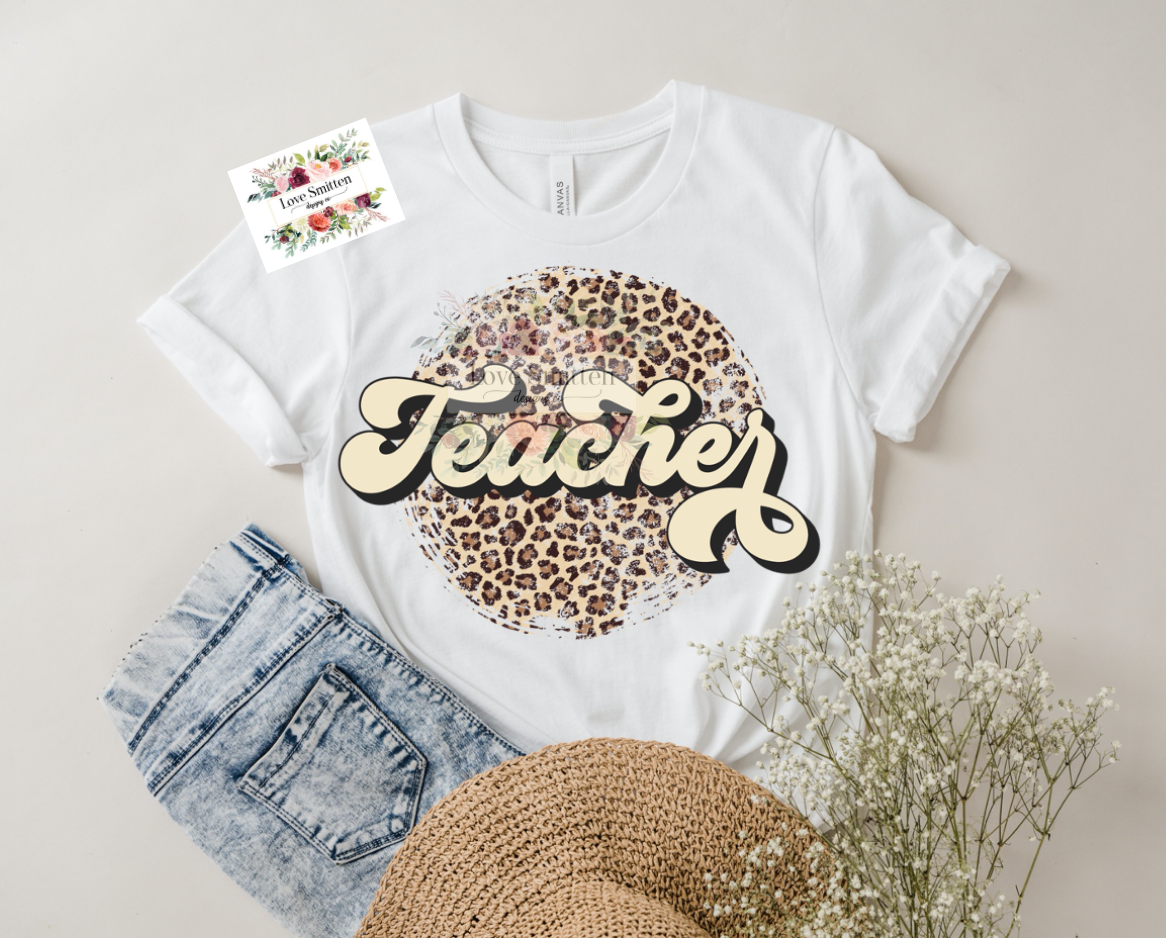 Round Cheetah Teacher Tee