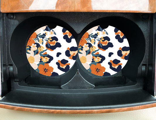 Floral Leopard Car Coasters