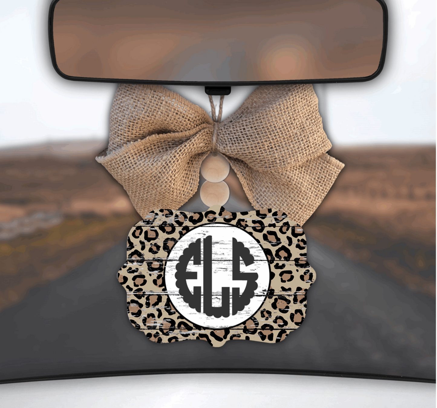 Leopard Monogram Car Charm