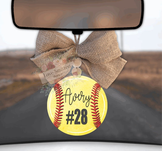 Softball Car Charm