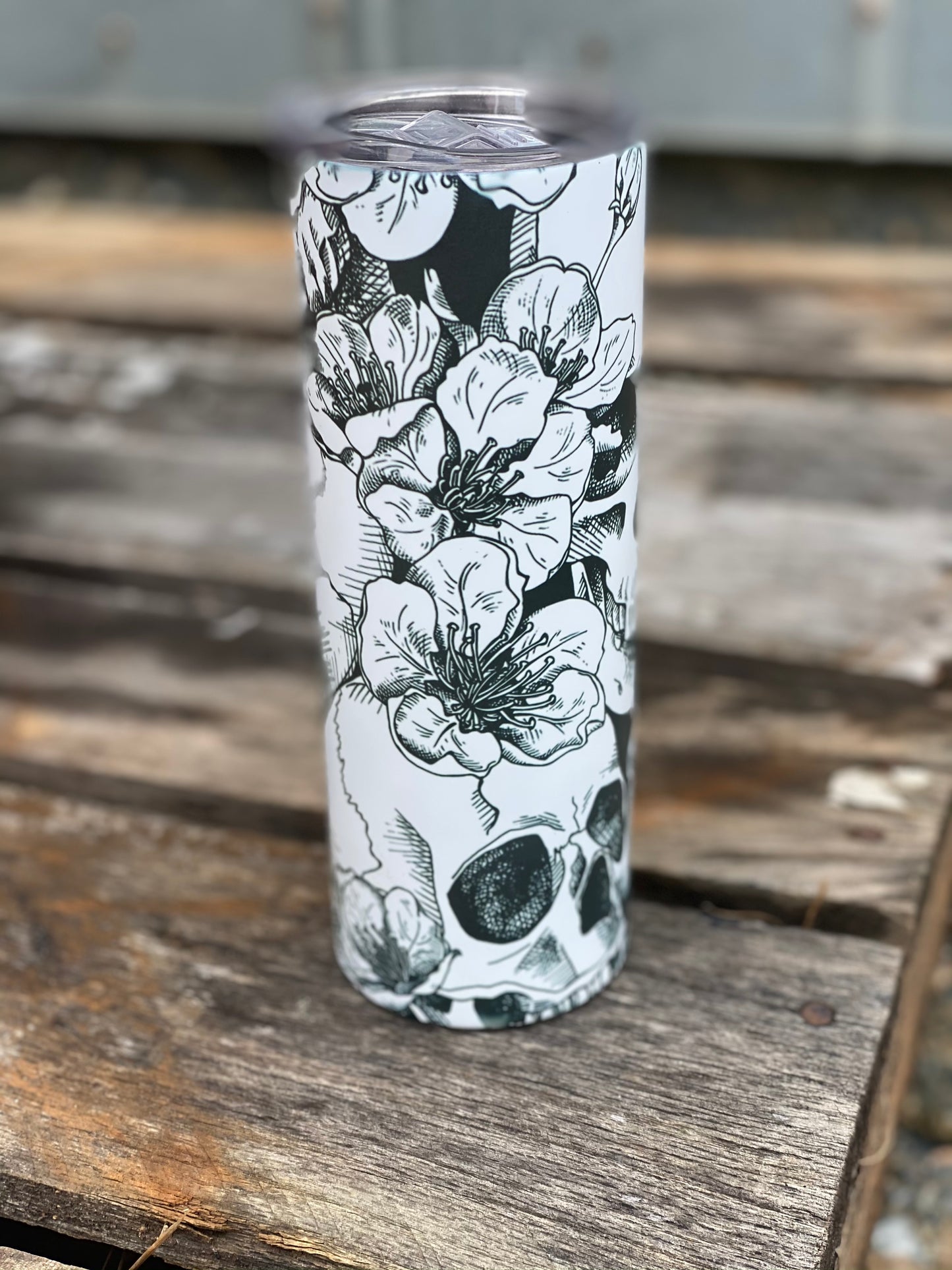 Skull and Floral Matte Tumbler