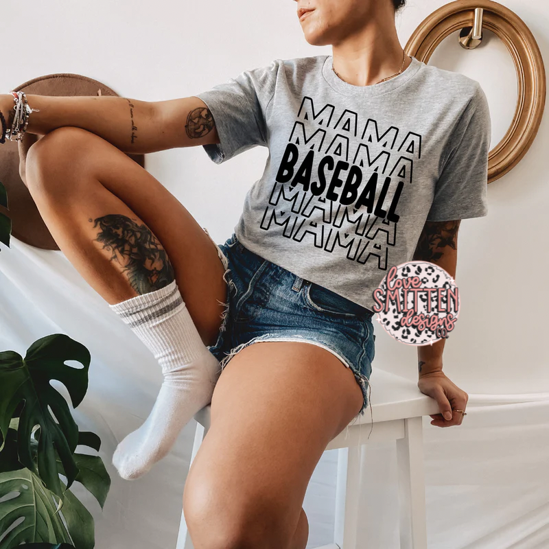 Stacked Baseball Mama Tee