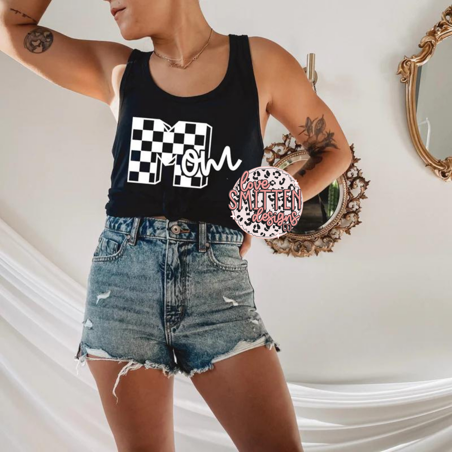 Checkered Mom Tee