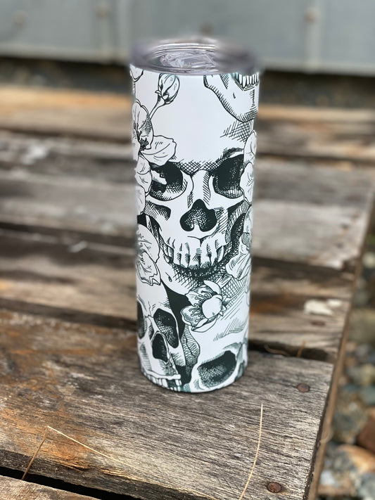 Skull and Floral Matte Tumbler